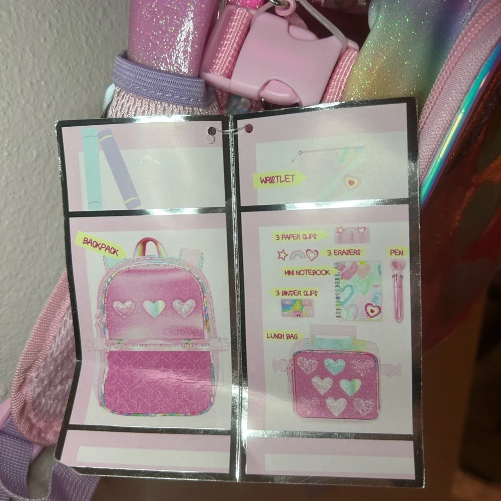 NWT Locker Club Kids Backpack with lunch tote and clear stationery bag